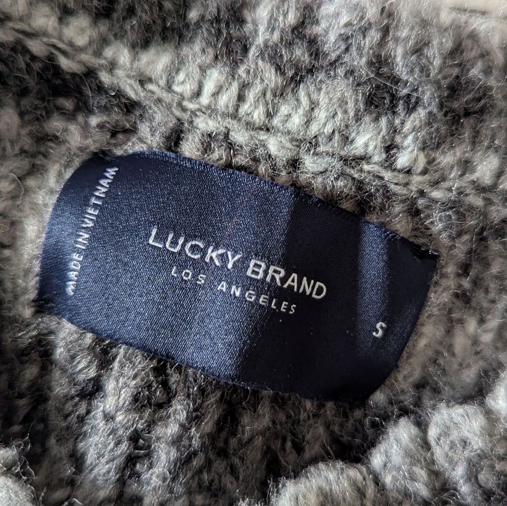 Lucky Brand Gray Crewneck Sweater with Stripes - Picture 4 of 4